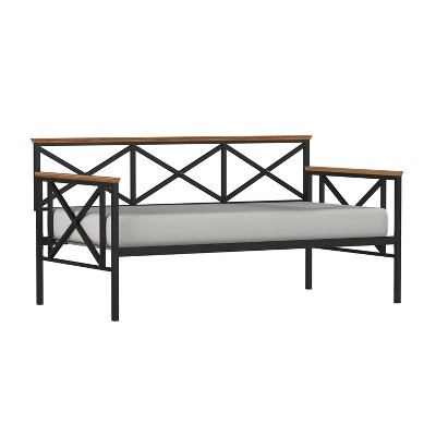 Twin Ashford Metal Daybed Black/Oak Wood Accent - Hillsdale Furniture