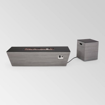 Langton Rectangular 56" Light Weight Concrete Gas Fire Pit with Tank Holder Dark Gray - Christopher Knight Home