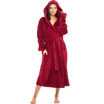 Adr Women's Soft Fleece Robe With Hood, Warm Lightweight Bathrobe ...