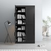 62"x31"x16" Wood Grain Buffet Cabinet in Black, Storage Organizer with Adjustable Shelves and Rattan Doors for Kitchen Bedroom Living/Dinning Room - 3 of 4