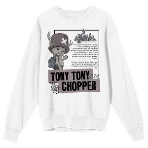 One Piece (Live Action) Tony Tony Chopper Adult White Crew Neck Short Sleeve Sweatshirt - 1 of 4