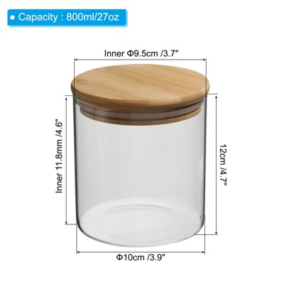 Unique Bargains Kitchen Food Storage Glass Jar with Airtight Bamboo Lid 12x10cm — фото 2