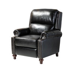 Elisabete Modern Wingback Genuine Leather Recliner with Vintage Nail Head Trim for Living Room and Bedroom  | ARTFUL LIVING DESIGN - 1 of 4