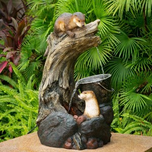 NAYSAYE Fountain Decorative Brown Otter Design Water Feature for Garden Patio Indoor Outdoor, Brown, 15"*31.3"*26.4" - 1 of 4