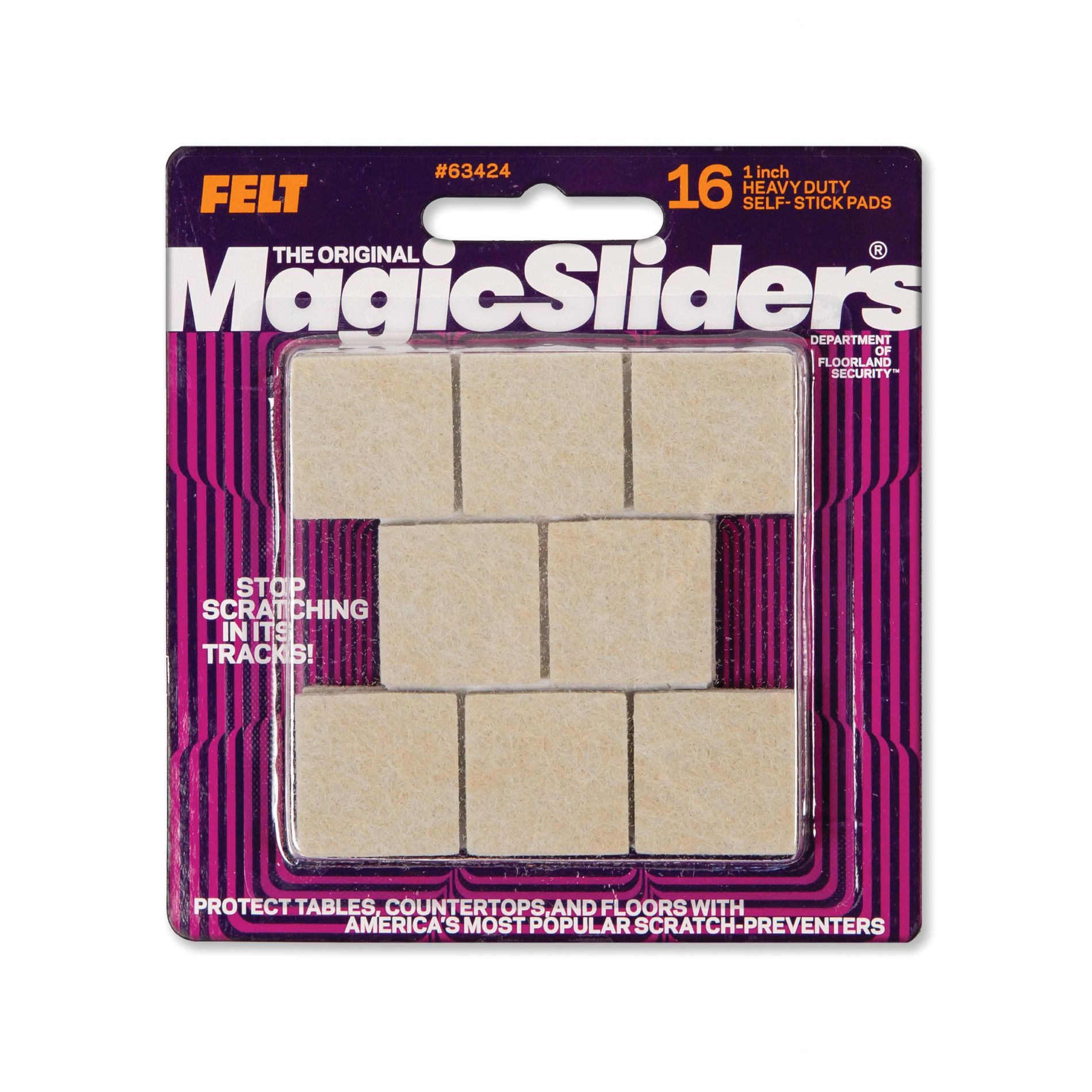Magic Sliders 16pk 1" Square HD Self-Stick Pads Oatmeal