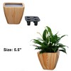 NAYSAYE 2 Pack Square Cone Planter with Reservoir Light Wood Finish for Indoor and Outdoor Garden Decor, Light Brown, 10.2"*10.2"*9.4" - 4 of 4
