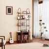 MOEPISY Tall Vinyl Record Player Stand, 4 Tier Arched Bookshelf with Sliding Doors - 4 of 4
