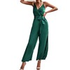 Anna-Kaci Women's Sleeveless V-Neck Wrap Jumpsuit with Adjustable Tie Waist and Wide Leg Pants - 2 of 4