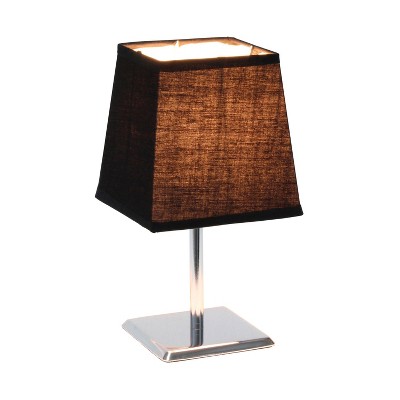 Mini Table Lamp with Squared Empire Fabric Shade Black - Simple Designs: ETL Listed, Metal Base, Linen Shade, Inline Switch