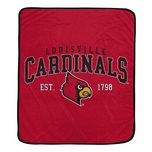 NCAA Louisville Cardinals Vintage Arch Block Flannel Fleece Blanket: Sports Team Logo - 1 of 1