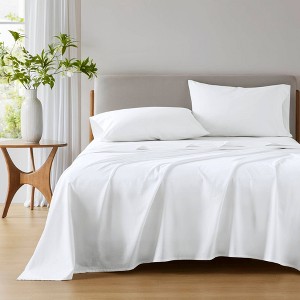 510 Design California King Cotton 144 Thread Count 100% Cotton Solid Sheet Set White - 1 of 4