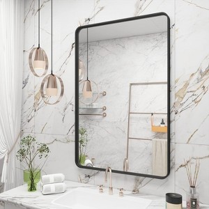 KIOTEE Rectangular Aluminum Alloy Framed and Tempered Glass Wall Bathroom Vanity Mirror in Matte Black - 1 of 4