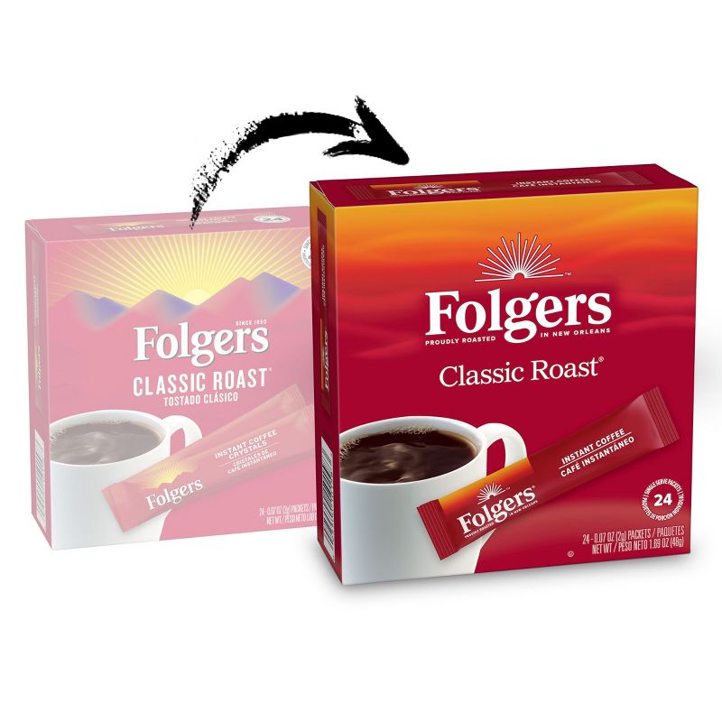 Folgers Classic Roast Instant Medium Roast Coffee - 24ct, 4 of 17