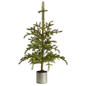 Nearly Natural 4.5-ft Pre-Lit Christmas Pine Artificial Tree in Decorative Planter - 1 of 4