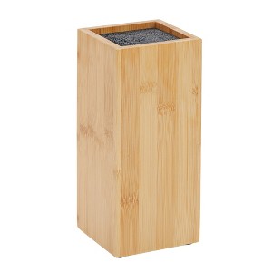 Juvale Bamboo Universal Knife Block with Adjustable Bristles, Knife Stand Holder without Knives for Kitchen Counter, 4.13x9.25" - 1 of 4
