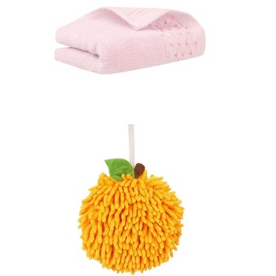 REGALWOVEN Cute Soft Absorbent Hand Towels for Quick Drying 14" x 30"/6" x 6" 2 Pcs