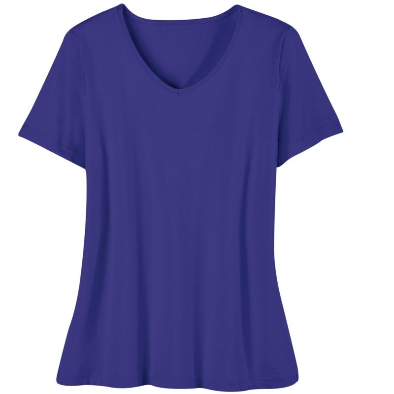 Collections Etc Soft Knit V-Neck Short-Sleeve Basic Cotton and Polyester Tee, 1 of 5