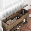 Shoe Storage Bench with Cushion, Entryway Bench with 2 Tiers Open Shoe Rack and Lift-Top Storage Box, Wooden Shoe Bench - 4 of 4