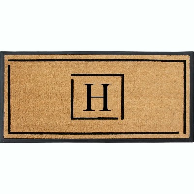 A1HC Natural Coir Monogrammed Doormat, Anti-Shed Treated Durable Front Door Mat for Outdoor Entrance, Easy to Clean Entrymat 24"x48"