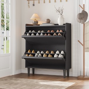 Shoe Cabinet with Flip Drawers, Wooden Shoe Organizer Cabinet with Adjustable Shelf, Shoe Storage for Entryway, Hallway, Living Room - 1 of 4