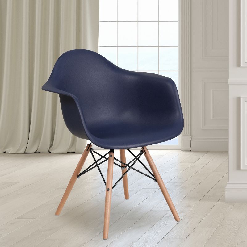Flash Furniture Alonza Series Plastic Chair with Arms and Wooden Legs, 3 of 12