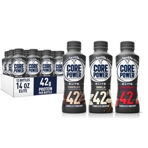 Core Power Elite High Protein Shake, Variety 12 Pack (4 Vanilla, 4 Chocolate, 4 Strawberry) 42g Bottle, 14oz - 1 of 4