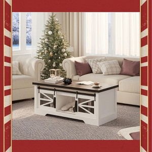 Garvee 47.2" Coffee Table Lift Top – Multifunctional Convertible Top Coffee Table with Ample Storage, Rustic Style for Living Room - 1 of 4