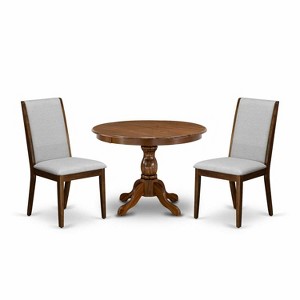 3-Piece Acacia Walnut Finish Solid Wood Top - Dining Room Set with High Back - Seats 4 - 1 of 4