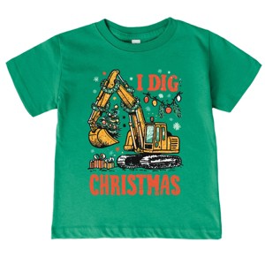 I Dig Christmas Excavator - Youth Short Sleeve Graphic T-Shirt and Toddler Short Sleeve Graphic T-Shirt - 1 of 3