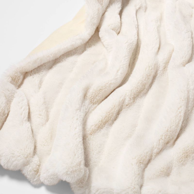 Textured Faux Fur Reversible Throw Blanket - Threshold™, 4 of 8