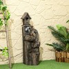 Outsunny 2-in-1 Outdoor Water Fountain with Birdhouse, Outdoor Waterfall Fountain with LED Lights Pump, Resin Outdoor Water Feature, Mixed Color - 2 of 4