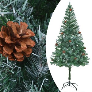vidaXL Artificial Green Christmas Tree with Pinecones - 6ft Tall Holiday Decor with White Branch Tips, Easy Assembly, Sturdy Base and PVC Branches - 1 of 4