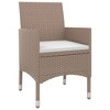 vidaXL Patio Dining Set Outdoor Table and Chair Set Poly Rattan and Glass - Beige 55.1" Table Length 4 Items - 3 of 4