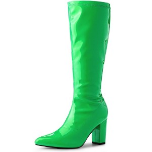 Perphy Women's Patent Leather Chunky Heels Knee High Boots - 1 of 4