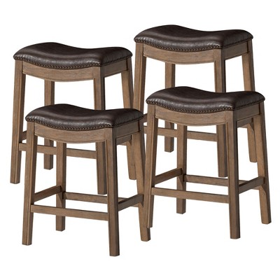 Maven Lane Adrien Backless Saddle Kitchen Stool, Set of 4
