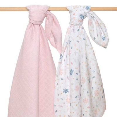 Living Textiles Baby Organic Muslin Blanket Set - Botanical - 2pk