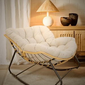 ORRD Rattan Rocking Chair - Indoor/Outdoor Egg Chair for Patio, Living Room & Garden, Modern Royal Design（Lawn-Dark Grey） - 1 of 4