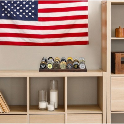 Americanflat 12x4 Challenge Coin Display with 4 Rows in Walnut - Military Coin Display Stand in Solid Engineered Wood