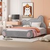 NicBex Velvet Upholstered Platform Bed Frame with Bear-Shaped Headboard and Bed-End Storage Pocket,Wood Slat Support,Easy Assembly,Beige/Gray - 2 of 4