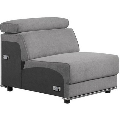 Fabric Upholstered Modular Armless Chair Dark Gray - Benzara