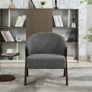 Modern Accent Chair, Mid Century Accent Chair with Teddy Velvet, Upholstered Comfy Reading Chair, Armless Side Sofa Chair for Living Room Bedroom - 1 of 4