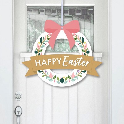 Big Dot of Happiness Happy Easter - Outdoor Holiday Party Decor - Front Door Wreath