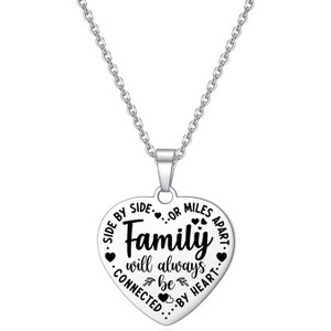 Side by Side Heart Pendant Necklace Personalized Engraved Jewelry Gift - 1 of 4