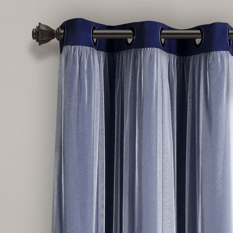 Lush Décor Grommet Sheer Panels with Insulated Blackout Lining Navy Set 38X84, 5 of 7