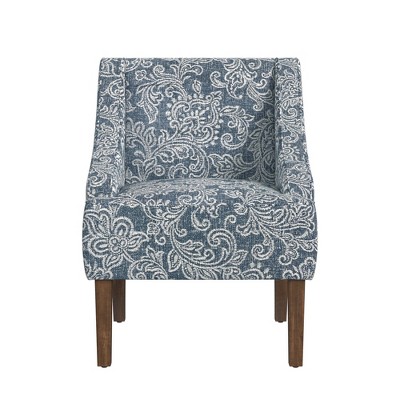 Classic Swoop Arm Chair Jacobean Print Denim Homepop Upholstered   GUEST 8f4ae6dc C600 43a1 A226 D47575282365