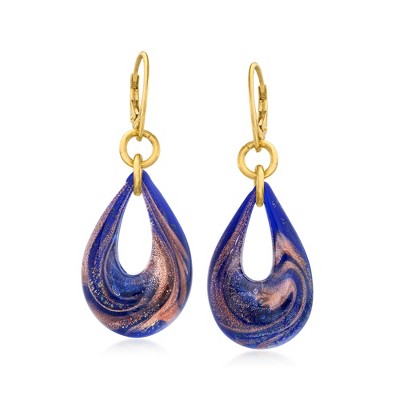 Ross-Simons Italian Multicolored Murano Glass Teardrop Earrings in 18kt Gold Over Sterling