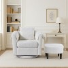 SEVOBAL Accent Chairs Chenille Barrel Armchair Modern Side Chair Swivel Accent Chair with Ottoman Set for Room, White, 27"*24.6"*24.8" - 2 of 4