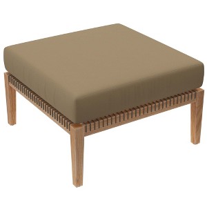 Modway Clearwater Patio Ottoman - Outdoor Teak Wood Ottoman with Slatted Top and Weather-Resistant Construction - 1 of 4