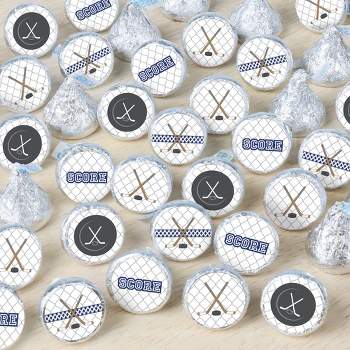 Big Dot of Happiness Shoots & Scores! - Hockey - Baby Shower or Birthday Party Small Round Candy Stickers - Party Favor Labels - 324 Count