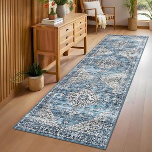 Indoor Vintage Area Rugs For Living Room Retro Low Pile Non Slip Distressed Rug For Bedroom Washable Lightweight Soft Foldable Carpet Home Decor - 1 of 4
